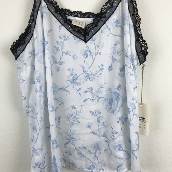 Women’s Blue White Floral Lace Cami, NWT, M + XL, - Picture 2 of 6